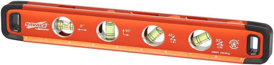 Savage Aluminum Torpedo Spirit Level with Neodymium Magnets, 9-11"