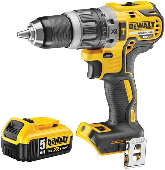 DEWALT 18V XR Brushless Compact Combi Drill & 1 x 5.0Ah Battery