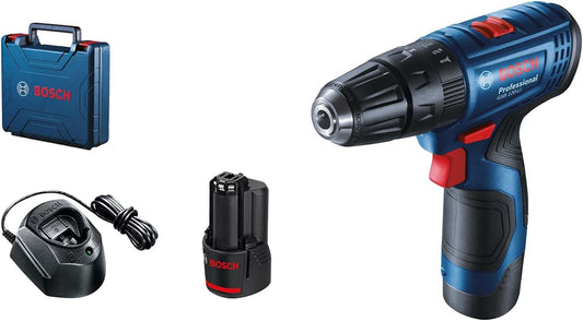 12V Bosch Professional Cordless Combi Drill & 2 x 2.0Ah Batteries with Fast Charger & Carrying Case