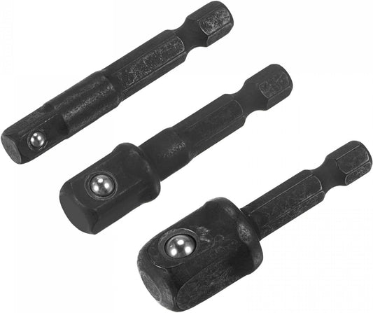 Impact Driver Socket Adapter Bit Set, 1/4", 3/8", 1/2" (3 Pieces)