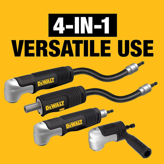 DeWalt Flextorg Right Angle & Flexible Drill Adaptor, 4-In-1, 1/4" Shank