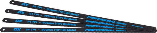 OX Pro 12" Hacksaw Blades 24 TPI (4 Pack)