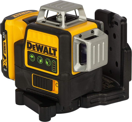 DEWALT Self Levelling Multi Line 3 X 360 Degrees Green Beam Laser 12V MAX + 2.0Ah Battery, Charger & Case