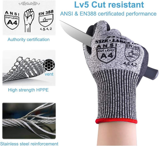 Cut Resistant Gloves High Performance Level 5 Protection Safety Gloves