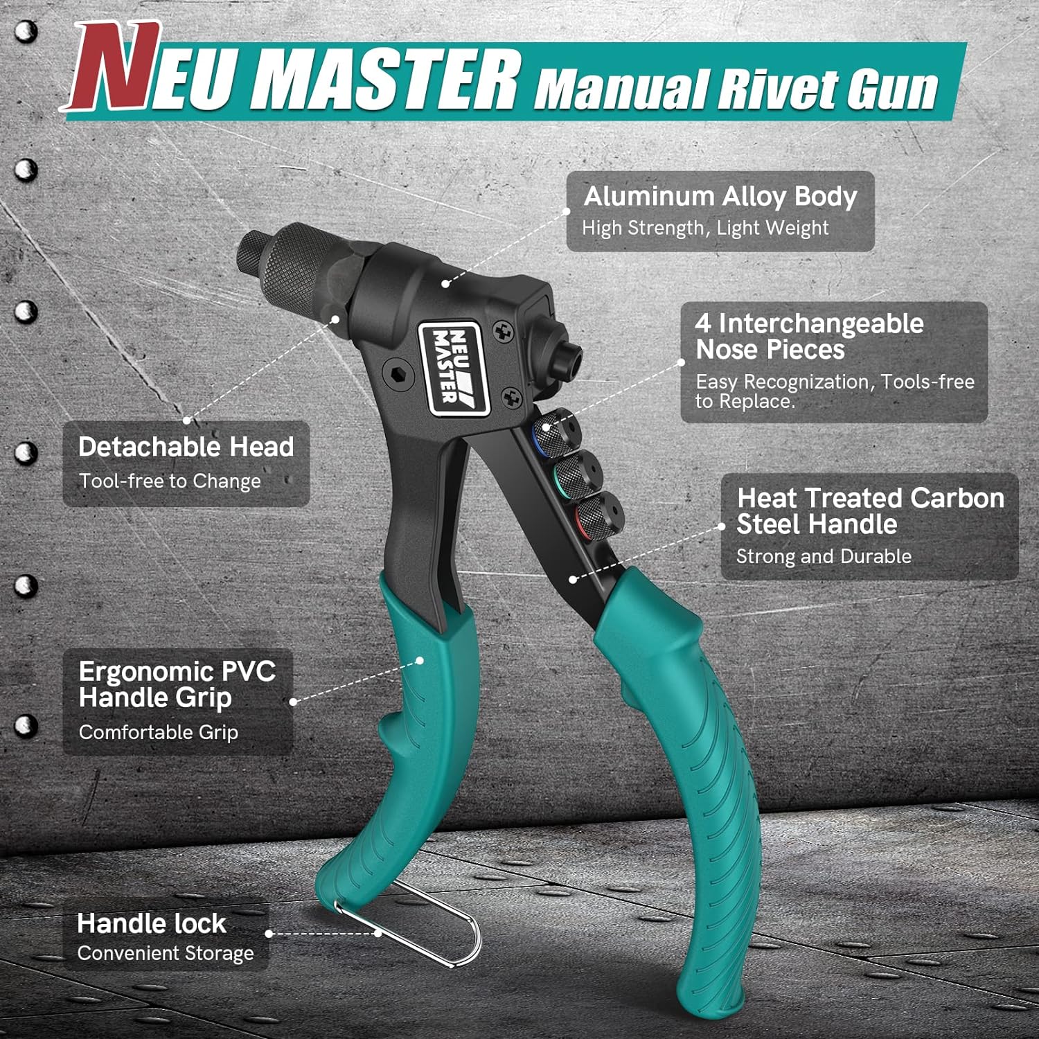 NEU MASTER Heavy Duty Pop Rivet Gun & 100 Rivets