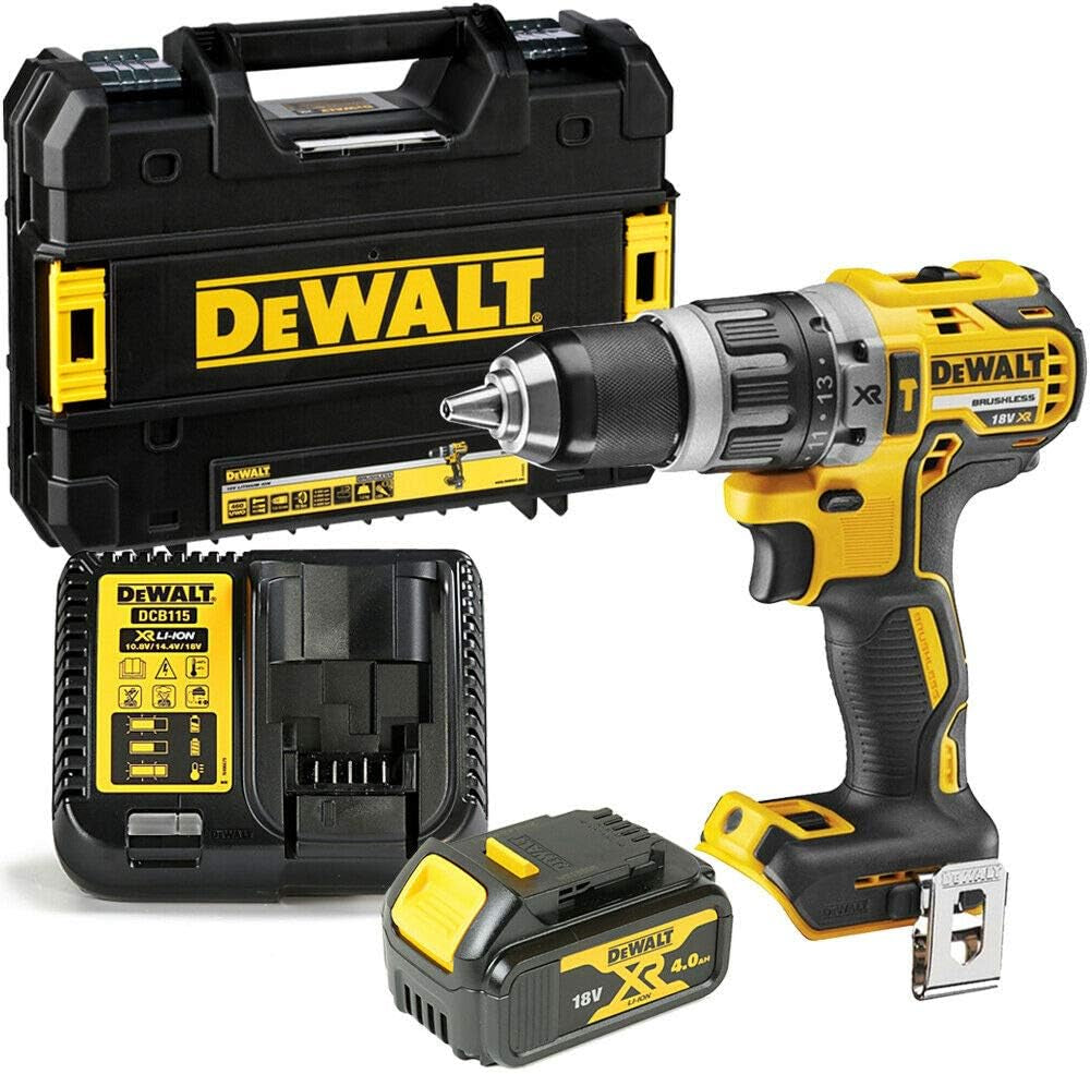 Dewalt 18V XR Brushless Combi Drill & 1 x 4.0Ah Battery, Charger & Case